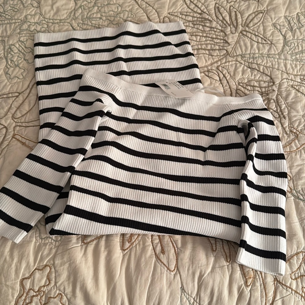 Blue and white strip body con dress